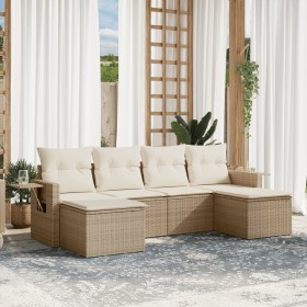 Gartensofa-Set mit Kissen, 6-teilig, beiges synthetisches Rattan von , Gartensets - Ref: Foro24-3220517, Preis: 430,99 €, Rab...