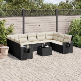 Set de sofás de jardín 10 pzas cojines ratán sintético negro de , Conjuntos de jardín - Ref: Foro24-3220605, Precio: 644,91 €...