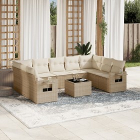 Gartensofa-Set mit beigen Kissen, 10-teilig, synthetisches Rattan von , Gartensets - Ref: Foro24-3220607, Preis: 752,99 €, Ra...