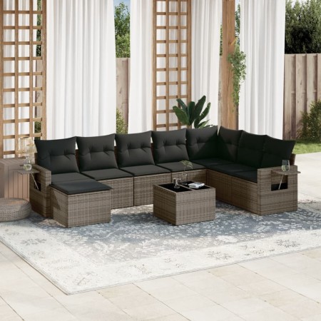 Set de muebles de jardín 9 pzas y cojines ratán sintético gris de , Conjuntos de jardín - Ref: Foro24-3220569, Precio: 592,03...