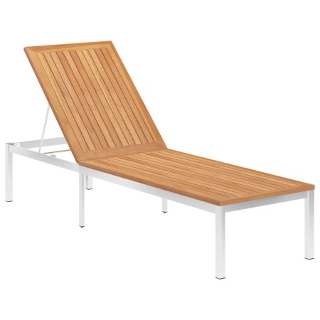 Sonnenliege aus massivem Teakholz und Edelstahl von vidaXL, Liegen - Ref: Foro24-46513, Preis: 374,39 €, Rabatt: %