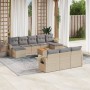 11-teiliges Gartensofa-Set mit beigen synthetischen Rattankissen von , Modulare Sofas für den Außenbereich - Ref: Foro24-3224...