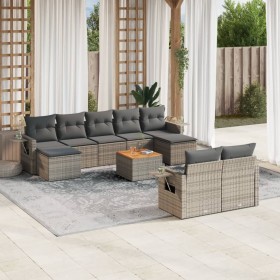 10-teiliges Gartensofa-Set mit grauen synthetischen Rattankissen von , Modulare Sofas für den Außenbereich - Ref: Foro24-3224...