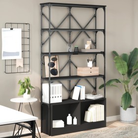 Engineered wood and black metal shelving 100x26x180 cm by , Bookcases and shelves - Ref: Foro24-845426, Price: 120,88 €, Disc...