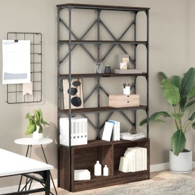 Engineered wood and oak brown metal shelf 100x26x180 cm by , Bookcases and shelves - Ref: Foro24-845430, Price: 114,99 €, Dis...