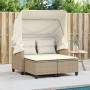 2-seater garden sofa with hood and beige PE rattan stools by , Outdoor sofas - Ref: Foro24-365784, Price: 408,99 €, Discount: %