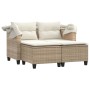 2-seater garden sofa with hood and beige PE rattan stools by , Outdoor sofas - Ref: Foro24-365784, Price: 408,99 €, Discount: %