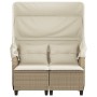 2-seater garden sofa with hood and beige PE rattan stools by , Outdoor sofas - Ref: Foro24-365784, Price: 408,99 €, Discount: %