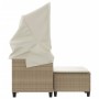 2-seater garden sofa with hood and beige PE rattan stools by , Outdoor sofas - Ref: Foro24-365784, Price: 408,99 €, Discount: %