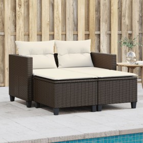 2-Sitzer-Gartensofa mit braunen synthetischen Rattanhockern von , Outdoor-Sofas - Ref: Foro24-365792, Preis: 285,84 €, Rabatt: %