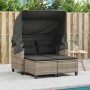 2-Sitzer-Gartensofa mit Kapuze und hellgrauen PE-Rattanhockern von , Outdoor-Sofas - Ref: Foro24-365786, Preis: 332,17 €, Rab...