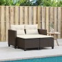 2 seater garden sofa with brown synthetic rattan stools by , Outdoor sofas - Ref: Foro24-365792, Price: 285,84 €, Discount: %