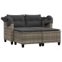 2 seater garden sofa with hood and light gray PE rattan stools by , Outdoor sofas - Ref: Foro24-365786, Price: 332,17 €, Disc...