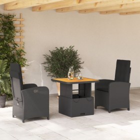 Set comedor de jardín 3 pzas con cojines ratán sintético negro de , Conjuntos de jardín - Ref: Foro24-3277325, Precio: 357,41...