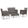 Set de muebles de jardín 4 pzas y cojines ratán sintético gris de vidaXL, Conjuntos de jardín - Ref: Foro24-45812, Precio: 21...