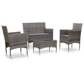 4-piece garden furniture set and gray synthetic rattan cushions by vidaXL, Garden sets - Ref: Foro24-45812, Price: 216,05 €, ...