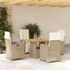 5-teiliges Garten-Essset mit beigen Kissen aus synthetischem Rattan von , Gartensets - Ref: Foro24-3277352, Preis: 702,91 €, ...