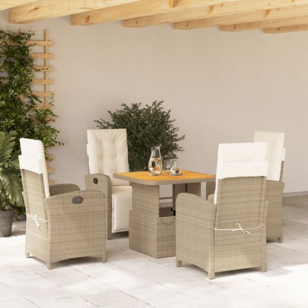 Set comedor de jardín 5 pzas con cojines ratán sintético beige de , Conjuntos de jardín - Ref: Foro24-3277352, Precio: 700,09...