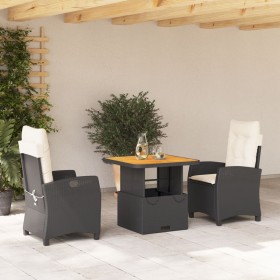 Set comedor de jardín 3 pzas con cojines ratán sintético negro de , Conjuntos de jardín - Ref: Foro24-3277373, Precio: 336,99...