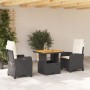 3-teilige Garten-Essgruppe mit schwarzen Kissen aus synthetischem Rattan von , Gartensets - Ref: Foro24-3277373, Preis: 336,6...