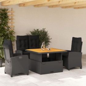 4-teilige Garten-Essgruppe mit schwarzen synthetischen Rattankissen von , Gartensets - Ref: Foro24-3277392, Preis: 588,57 €, ...