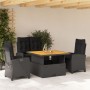 4-piece garden dining set with black synthetic rattan cushions by , Garden sets - Ref: Foro24-3277392, Price: 589,48 €, Disco...