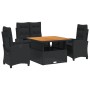 Juego comedor jardín 4 piezas con cojines ratán sintético negro de , Conjuntos de jardín - Ref: Foro24-3277392, Precio: 589,4...