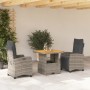 3-teilige Garten-Essgruppe mit grauen synthetischen Rattankissen von , Gartensets - Ref: Foro24-3277399, Preis: 447,77 €, Rab...