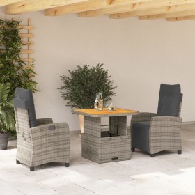 3-teilige Garten-Essgruppe mit grauen synthetischen Rattankissen von , Gartensets - Ref: Foro24-3277399, Preis: 446,16 €, Rab...