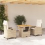 3-teilige Garten-Essgruppe mit beigen Kissen aus synthetischem Rattan von , Gartensets - Ref: Foro24-3277409, Preis: 380,75 €...