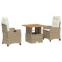 Set comedor de jardín 3 pzas con cojines ratán sintético beige de , Conjuntos de jardín - Ref: Foro24-3277409, Precio: 380,99...