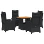 Set de muebles jardín 5 pzas con cojines ratán sintético negro de , Conjuntos de jardín - Ref: Foro24-3277386, Precio: 596,84...