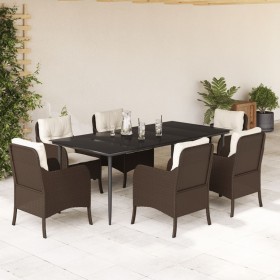 Set comedor de jardín 7 pzas con cojines ratán sintético marrón de , Conjuntos de jardín - Ref: Foro24-3211939, Precio: 769,0...