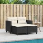 2-Sitzer-Gartensofa mit Markise und schwarzen PE-Rattanhockern von , Outdoor-Sofas - Ref: Foro24-365790, Preis: 256,63 €, Rab...