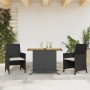 Table and chairs with cushions 3 pieces black synthetic rattan by , Garden sets - Ref: Foro24-365124, Price: 184,05 €, Discou...