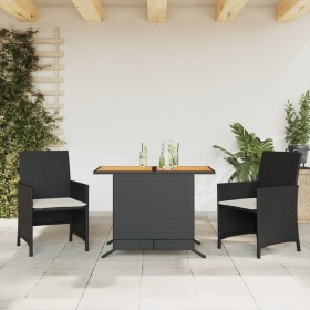 Tisch und Stühle mit Kissen, 3 Stück, schwarzes synthetisches Rattan von , Gartensets - Ref: Foro24-365124, Preis: 183,99 €, ...