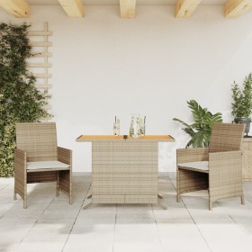 Garden chairs and table 3 pieces synthetic rattan beige cushion by , Garden sets - Ref: Foro24-365126, Price: 196,99 €, Disco...