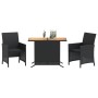 Table and chairs with cushions 3 pieces black synthetic rattan by , Garden sets - Ref: Foro24-365124, Price: 184,05 €, Discou...