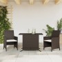 Garden chairs and table with cushions 3 pieces brown PE rattan by , Garden sets - Ref: Foro24-365118, Price: 206,58 €, Discou...