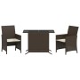 Garden chairs and table with cushions 3 pieces brown PE rattan by , Garden sets - Ref: Foro24-365118, Price: 206,58 €, Discou...