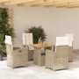 5-piece garden dining set with beige synthetic rattan cushions by , Garden sets - Ref: Foro24-3277350, Price: 652,61 €, Disco...