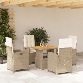 5-teiliges Garten-Essset mit beigen Kissen aus synthetischem Rattan von , Gartensets - Ref: Foro24-3277350, Preis: 653,13 €, ...