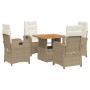 Set comedor de jardín 5 pzas con cojines ratán sintético beige de , Conjuntos de jardín - Ref: Foro24-3277350, Precio: 652,61...