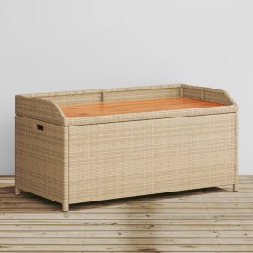 Bank mit Aufbewahrung Akazie PE Rattan Beige Mix 100x50x52 cm von , Gartenbänke - Ref: Foro24-365951, Preis: 150,73 €, Rabatt: %