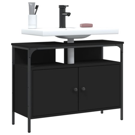 Black engineered wood bathroom sink cabinet 80x30x60 cm by , Dressing tables - Ref: Foro24-842441, Price: 70,26 €, Discount: %