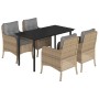 Set comedor de jardín 5 pzas con cojines ratán sintético beige de , Conjuntos de jardín - Ref: Foro24-3211985, Precio: 504,82...