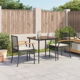 3-piece garden dining set with black synthetic rattan cushions by , Garden sets - Ref: Foro24-3213596, Price: 219,17 €, Disco...