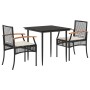 Set comedor de jardín 3 pzas con cojines ratán sintético negro de , Conjuntos de jardín - Ref: Foro24-3213596, Precio: 219,17...