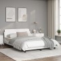 White synthetic leather headboard bed frame 140x190 cm by , Beds and slatted bases - Ref: Foro24-373179, Price: 146,68 €, Dis...