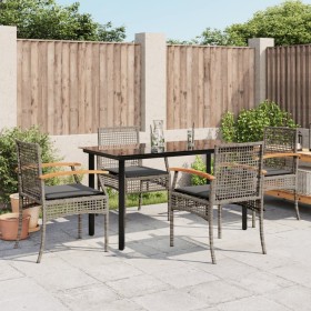 5-piece garden dining set with gray synthetic rattan cushions by , Garden sets - Ref: Foro24-3213619, Price: 340,99 €, Discou...